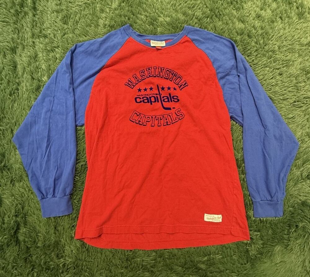 Mitchell & Ness Washington Capitals NHL Men's 2XL Red Blue Raglan Long Sleeve